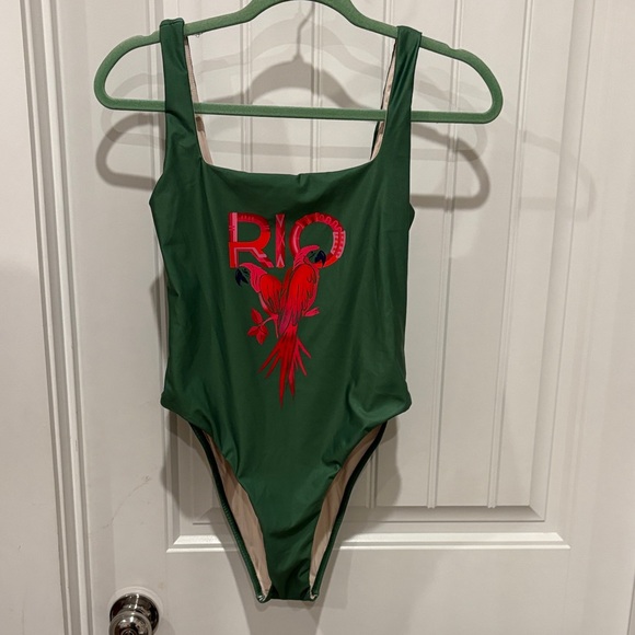 FARM Rio Other - FARM Rio Green One Piece Swimsuit with Red Design